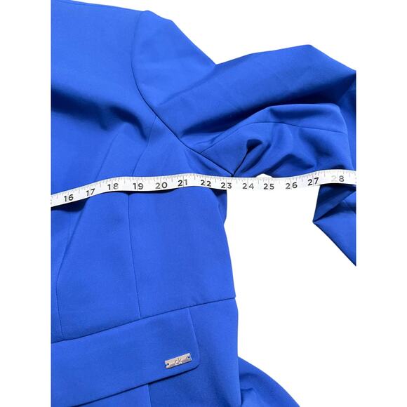 Calvin Klein Suit Blazer Blue Women's Size 18W Hidden Buttons Shoulder Pads - Picture 5 of 8